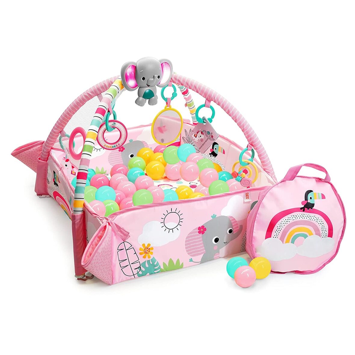 Bright Starts – Salteluta de activitati 5 in 1 Gym & Ball Pit Rainbow Tropics