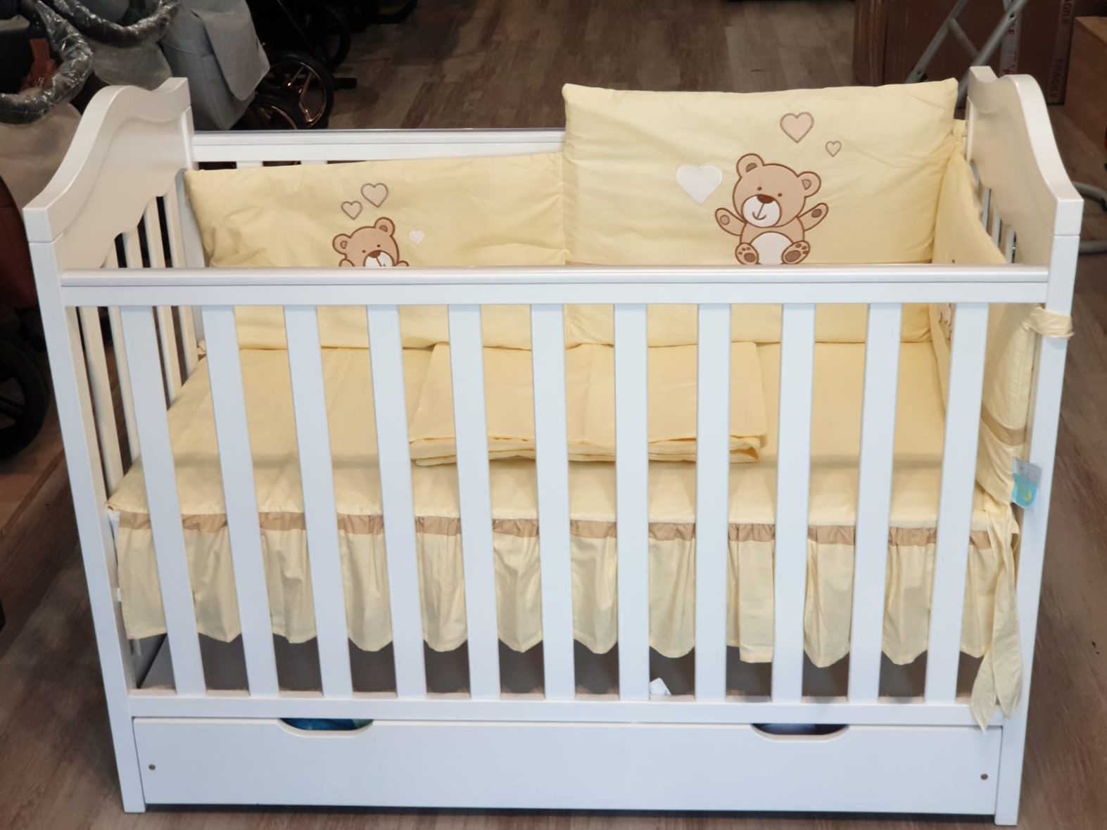 Set de lenjerie 7p Teddy Bear din Bumbac Organic www.tinytotsbebe.ro (1)