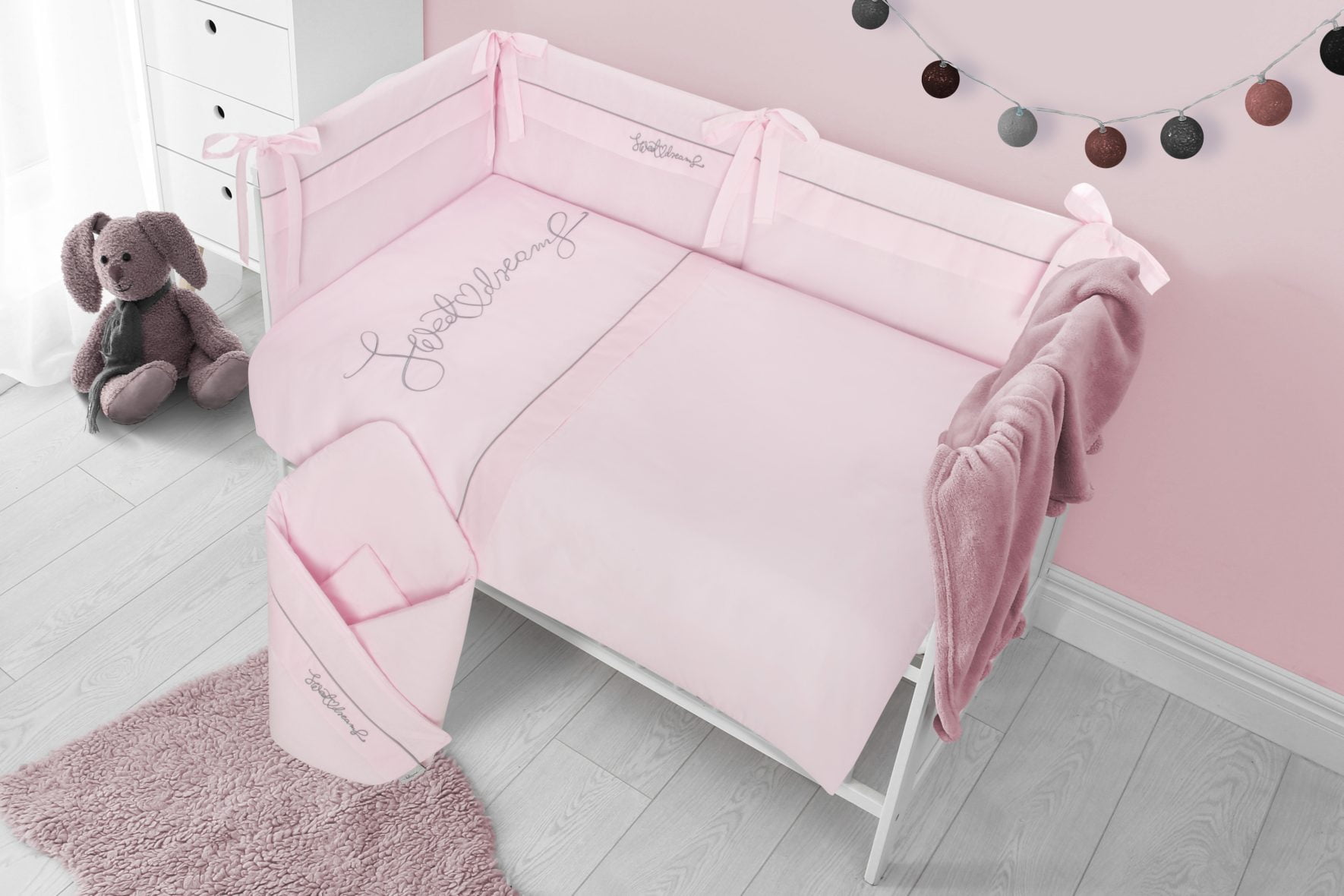Set lenjerie de patut 5 piese Sweet Dreams Pink