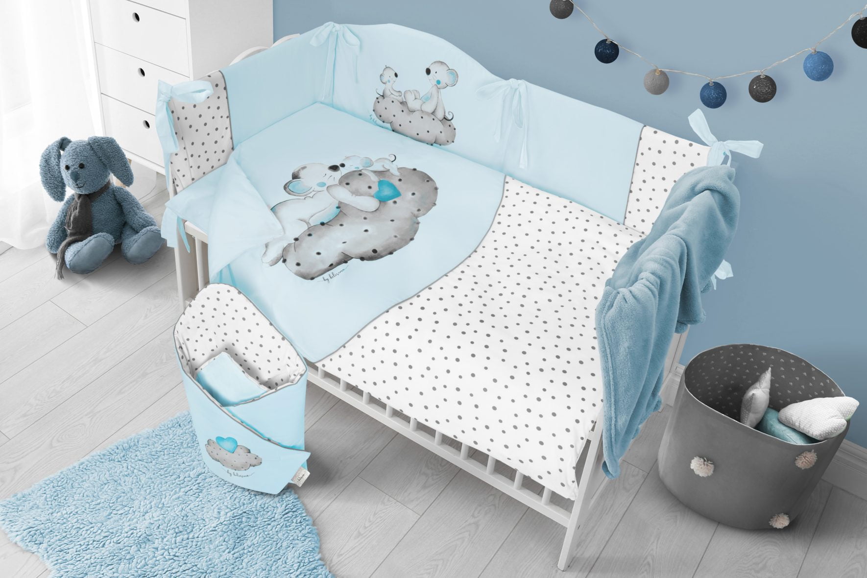 Set lenjerie de patut 5 piese Bears Blue