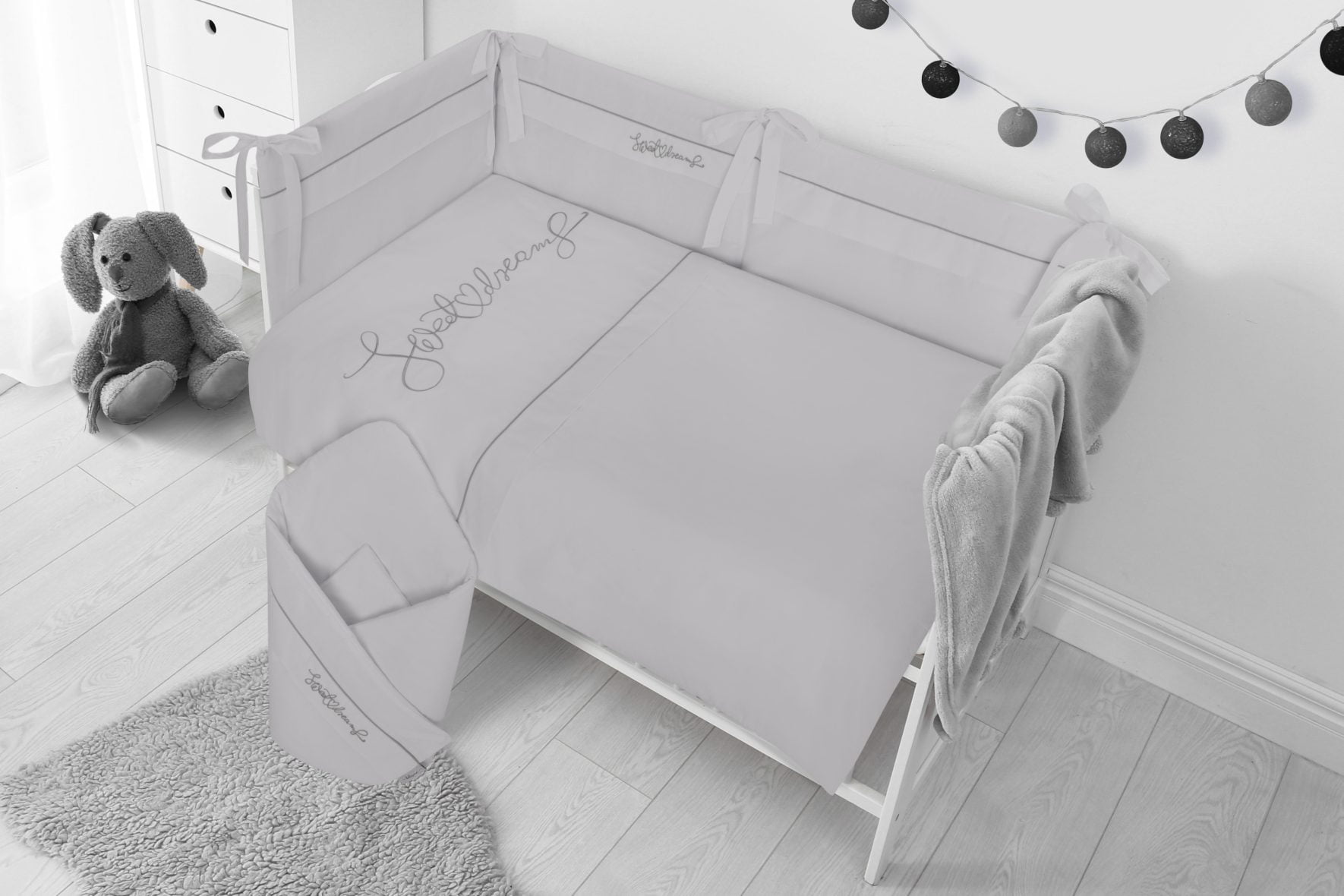 Set lenjerie de patut 5 piese Sweet Dreams Grey
