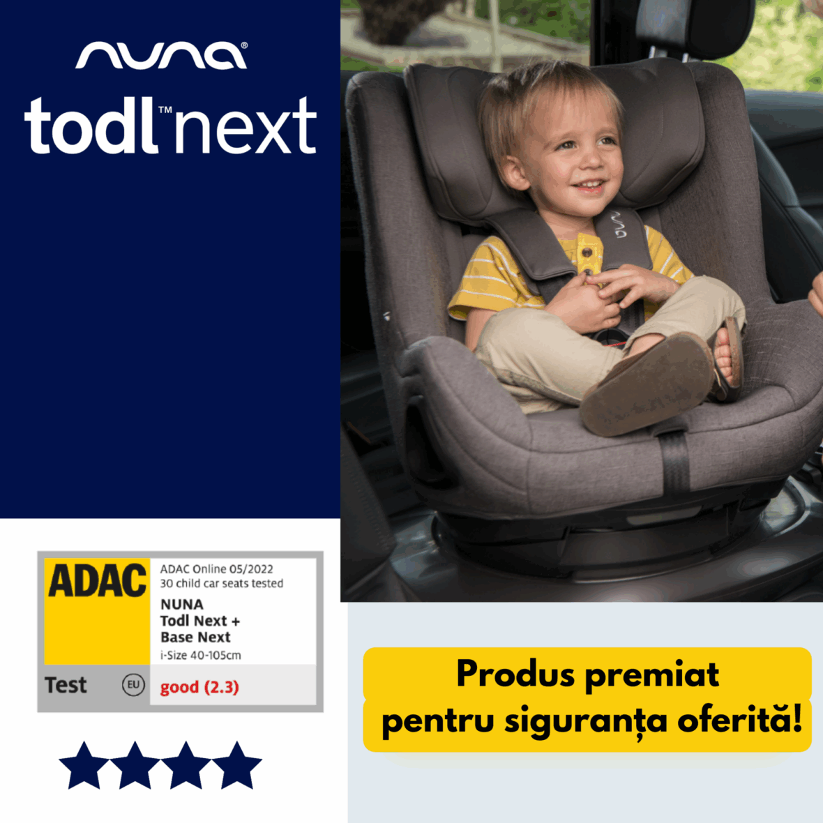 Nuna – Set Scaun auto rotativ i-Size TODL next Caviar, 40-105 cm + Baza isofix BASE next i-Size pentru TODL next magazin copii cluj (2)