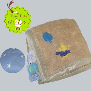 Paturica dubla din bumbac organic si velur - Blue