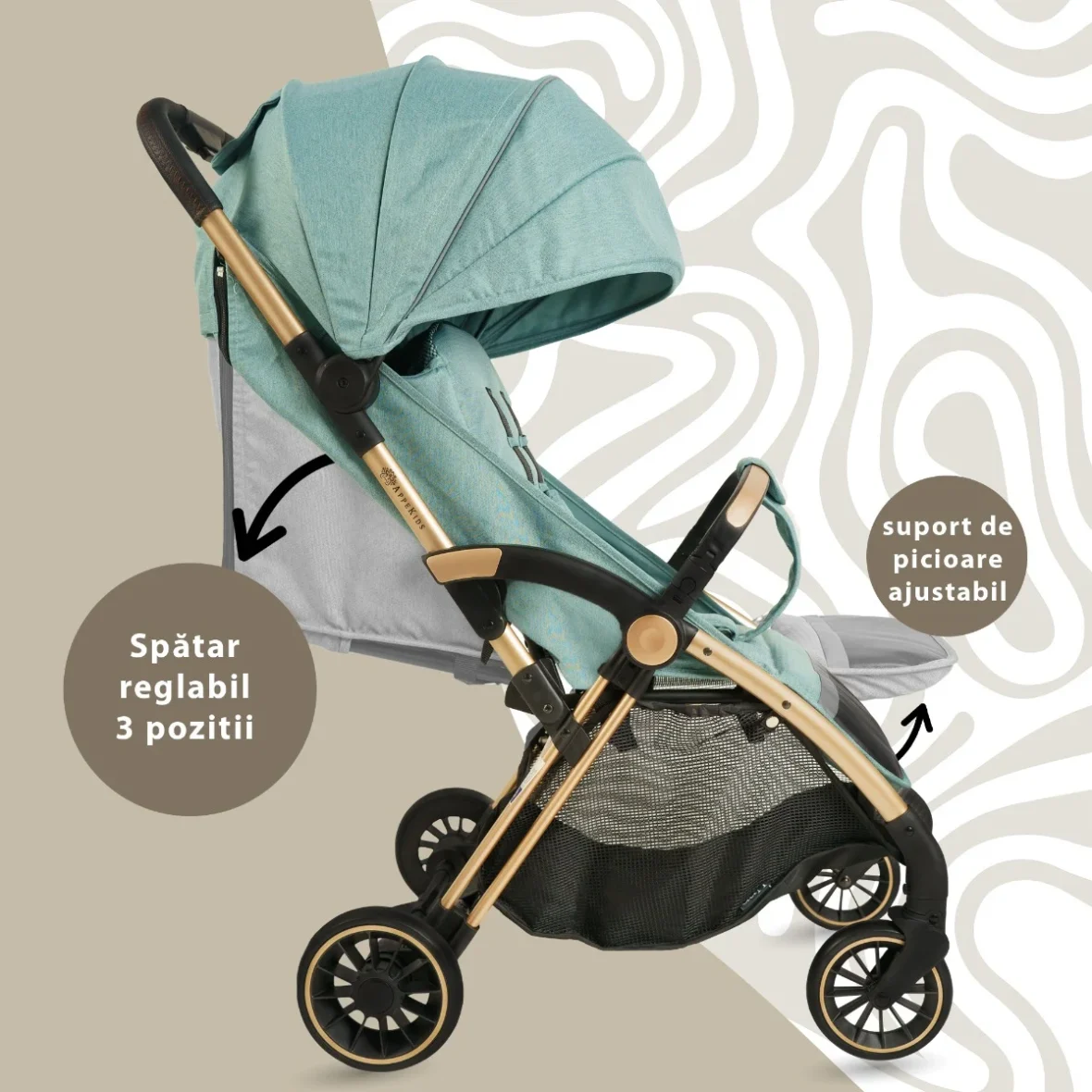 Carucior Sport AppeKids Upp Green tiny tots bebe magazin copii cluj (5)