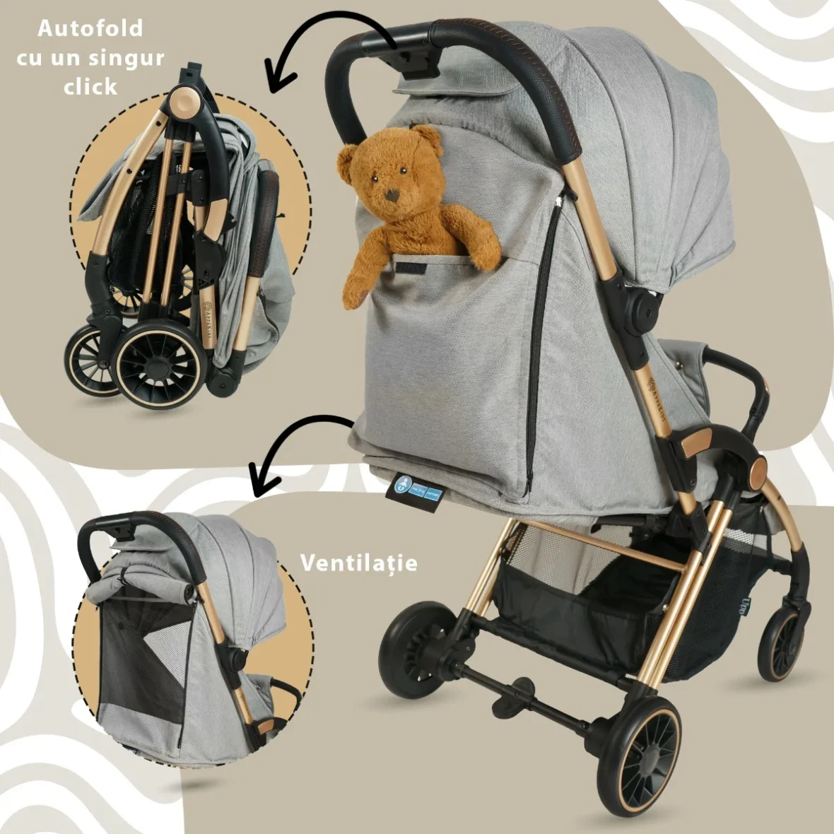 Carucior Sport AppeKids Upp Grey tiny tots bebe magazin caruciozre copii cluj (4)