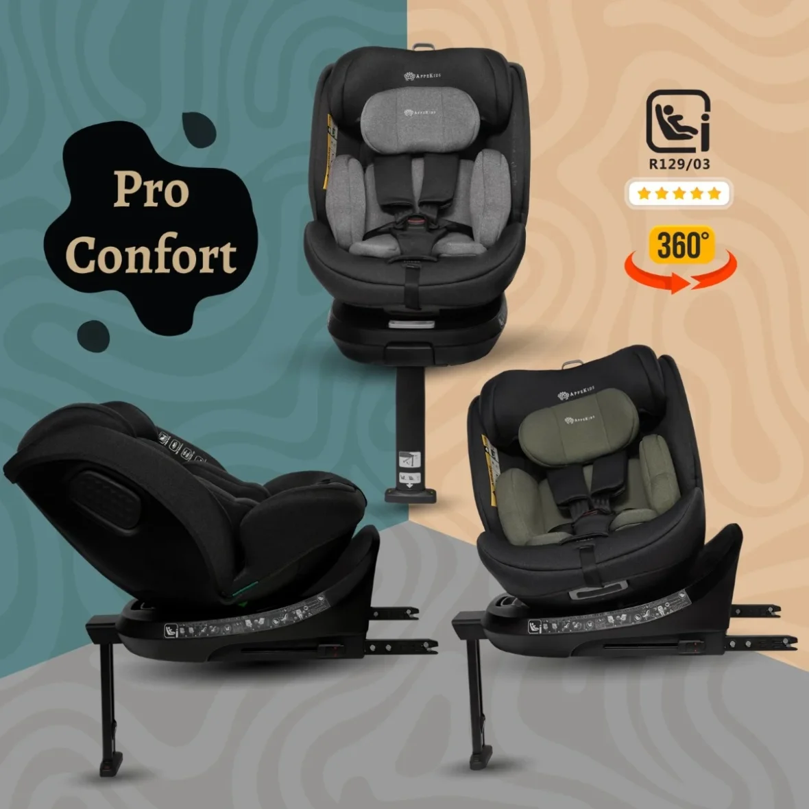 scaun-auto-appekids-i-size-40-150-cm-rear-facing-360-pro-confort-black-798527