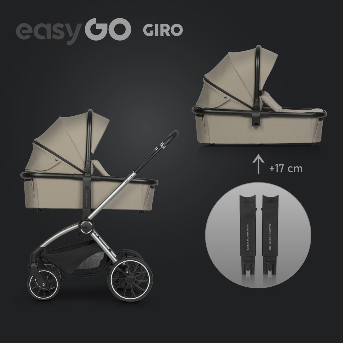 Carucior 2 in 1 EasyGo Giro Beige tiny tots bebe magazin copii cluj (6)