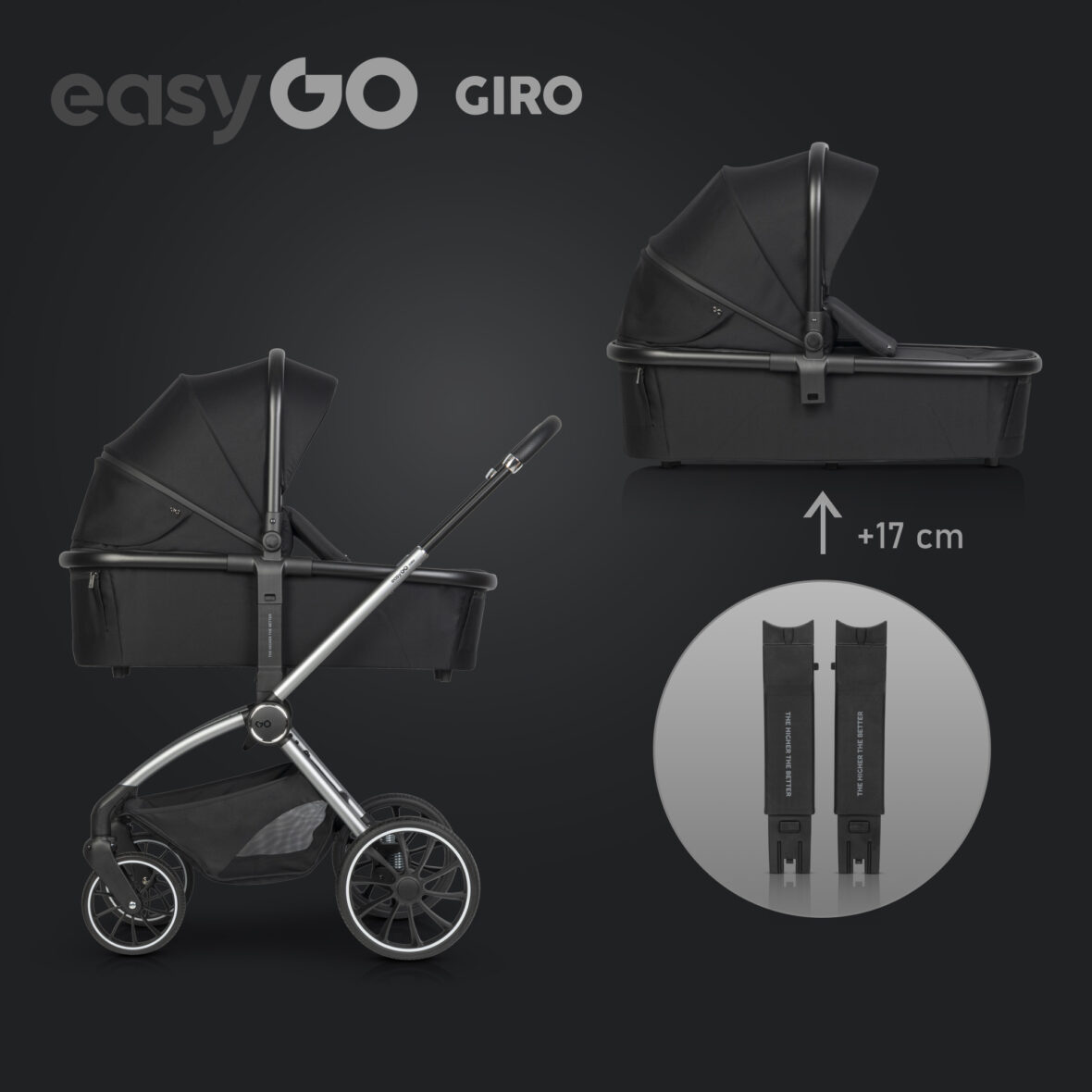 Carucior 2 in 1 EasyGo Giro Black tiny tots bebe magazin carucioare copii cluj. (11)