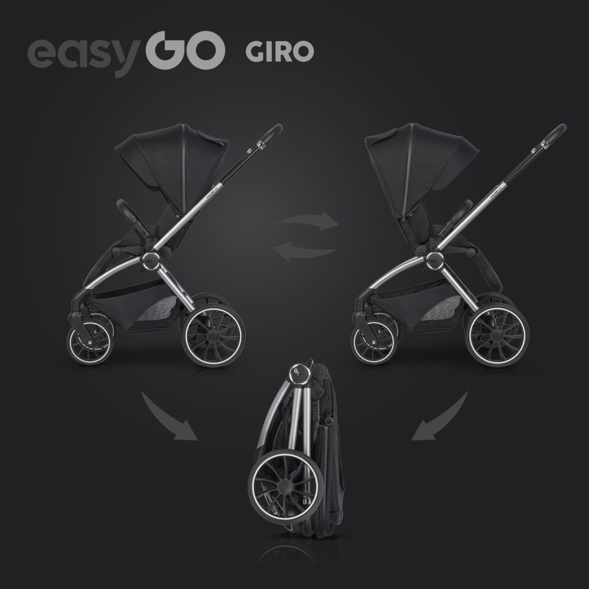 Carucior 2 in 1 EasyGo Giro Black tiny tots bebe magazin carucioare copii cluj. (12)