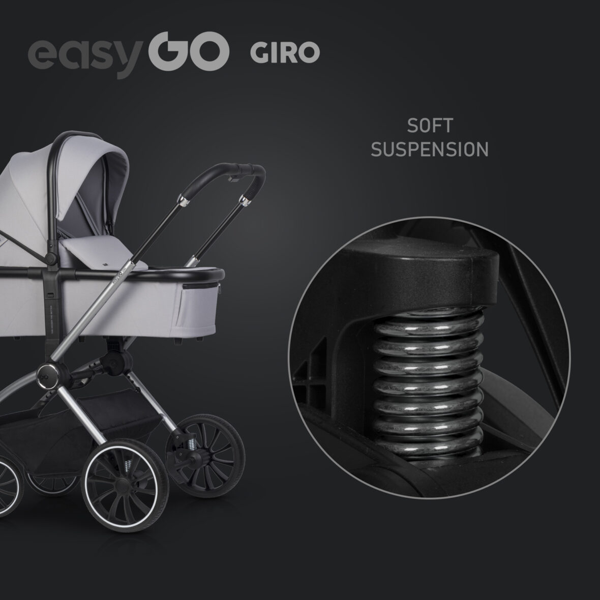 Carucior 2 in 1 EasyGo Giro Grey tiny tots bebe magazin carucioare copii cluj (10)