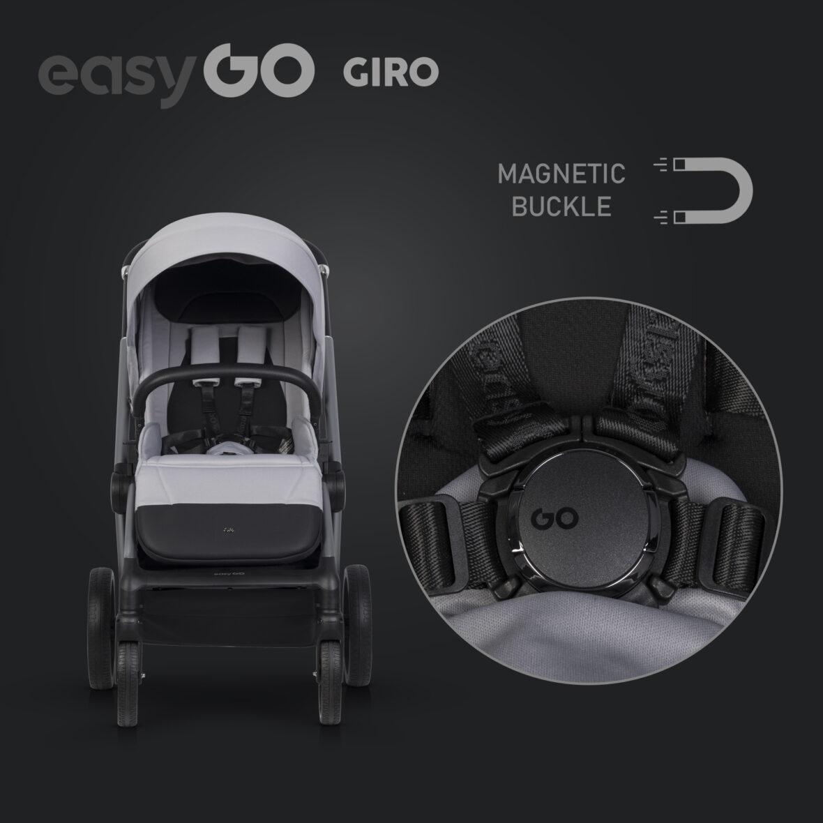 Carucior 2 in 1 EasyGo Giro Grey tiny tots bebe magazin carucioare copii cluj (11)
