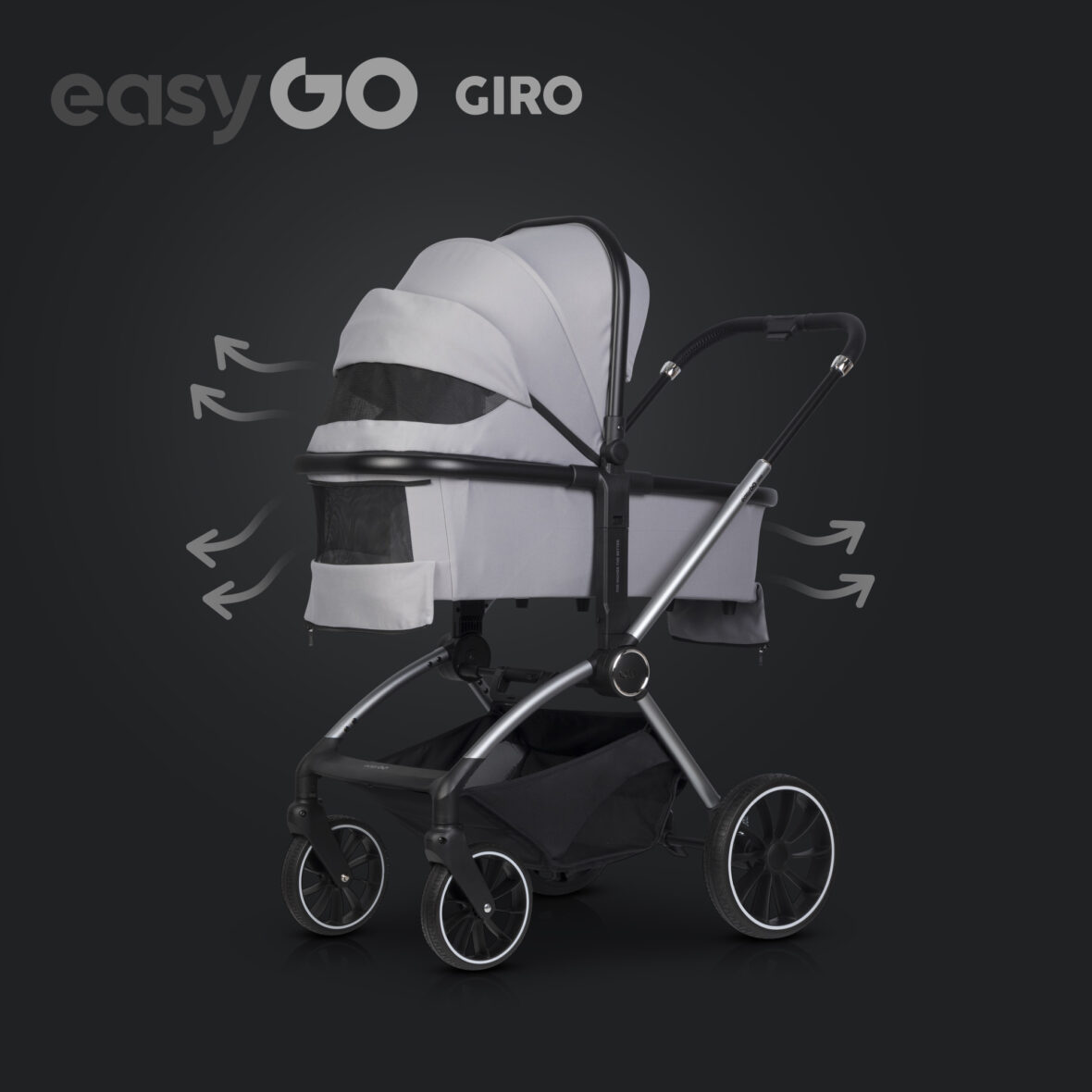 Carucior 2 in 1 EasyGo Giro Grey tiny tots bebe magazin carucioare copii cluj (4)