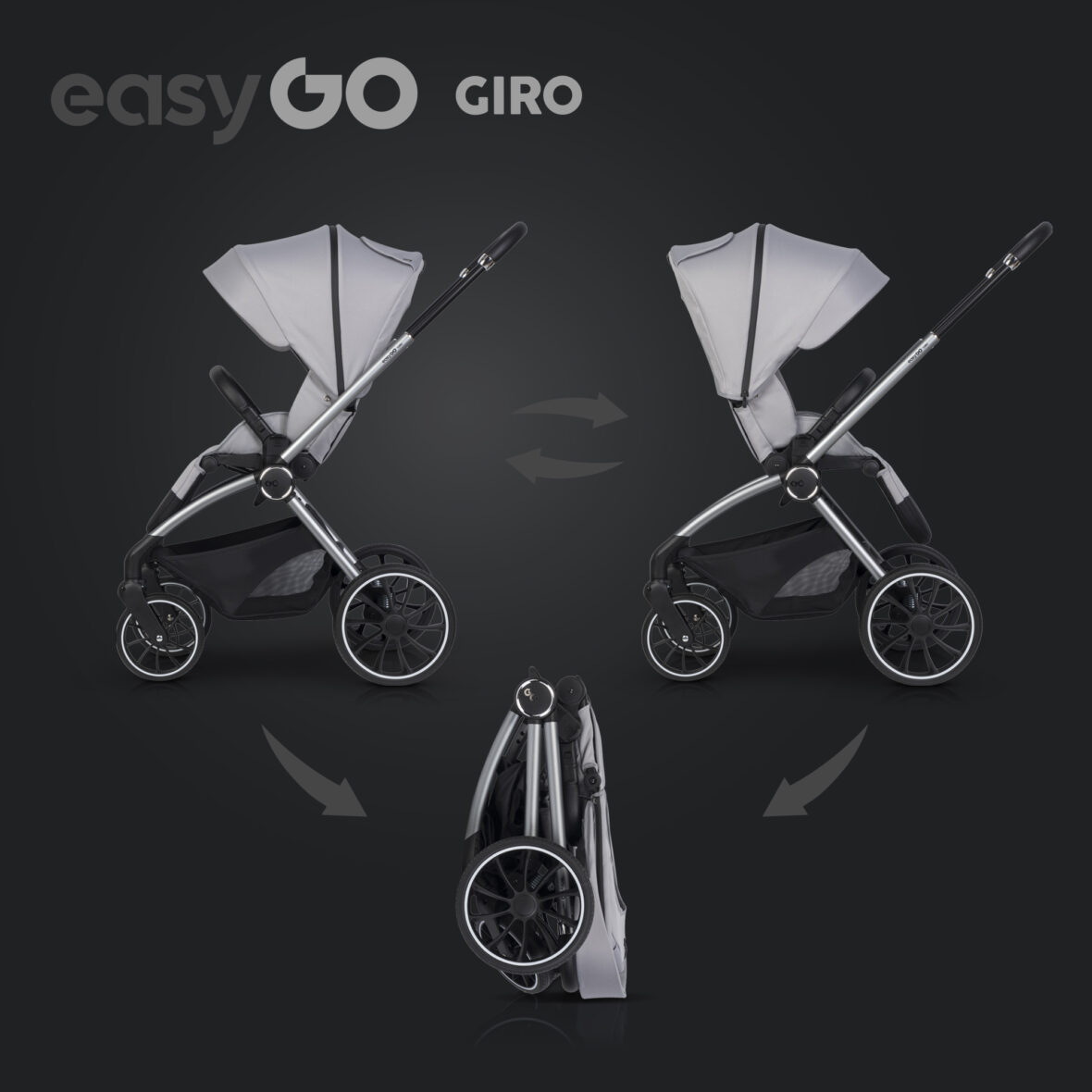 Carucior 2 in 1 EasyGo Giro Grey tiny tots bebe magazin carucioare copii cluj (6)