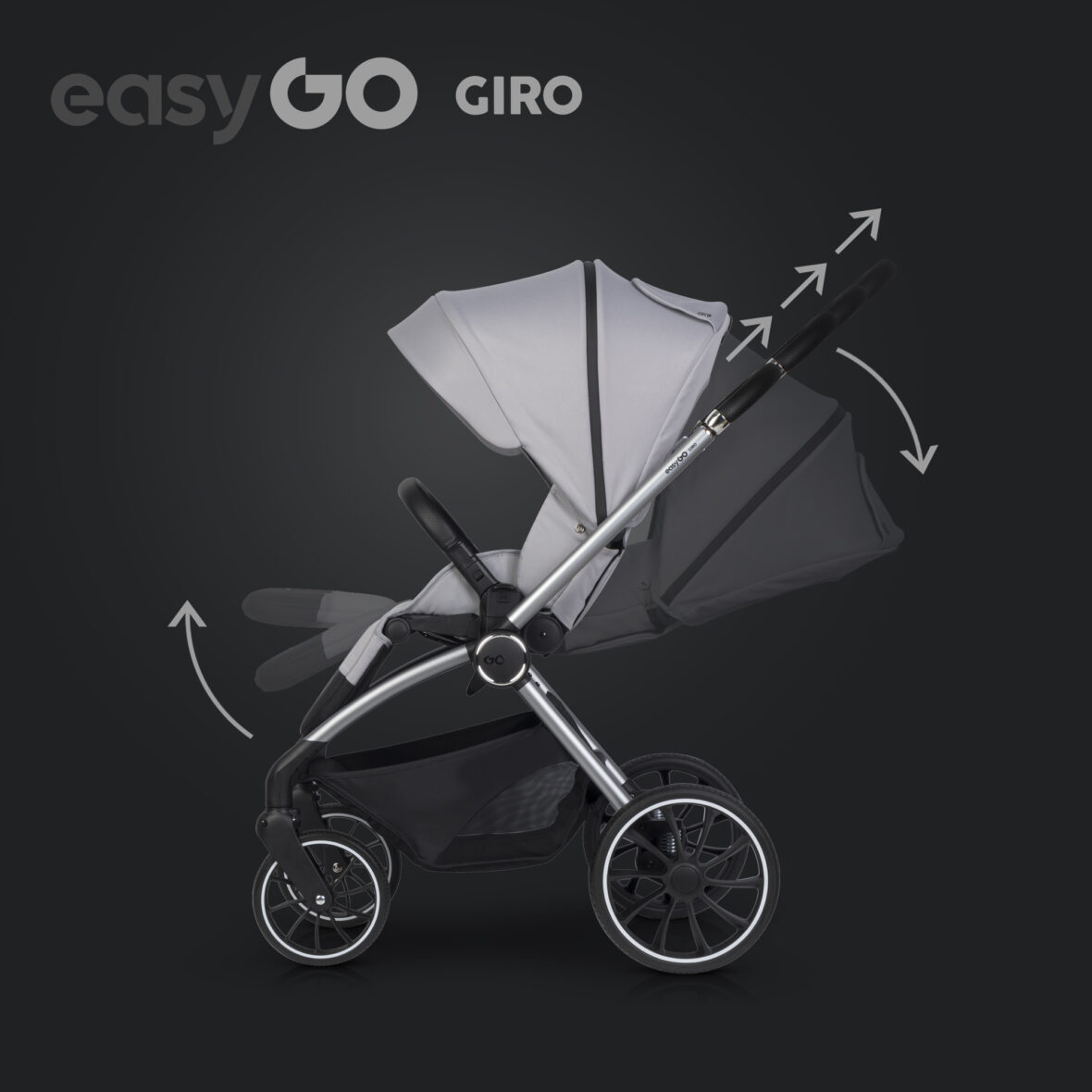 Carucior 2 in 1 EasyGo Giro Grey tiny tots bebe magazin carucioare copii cluj (9)
