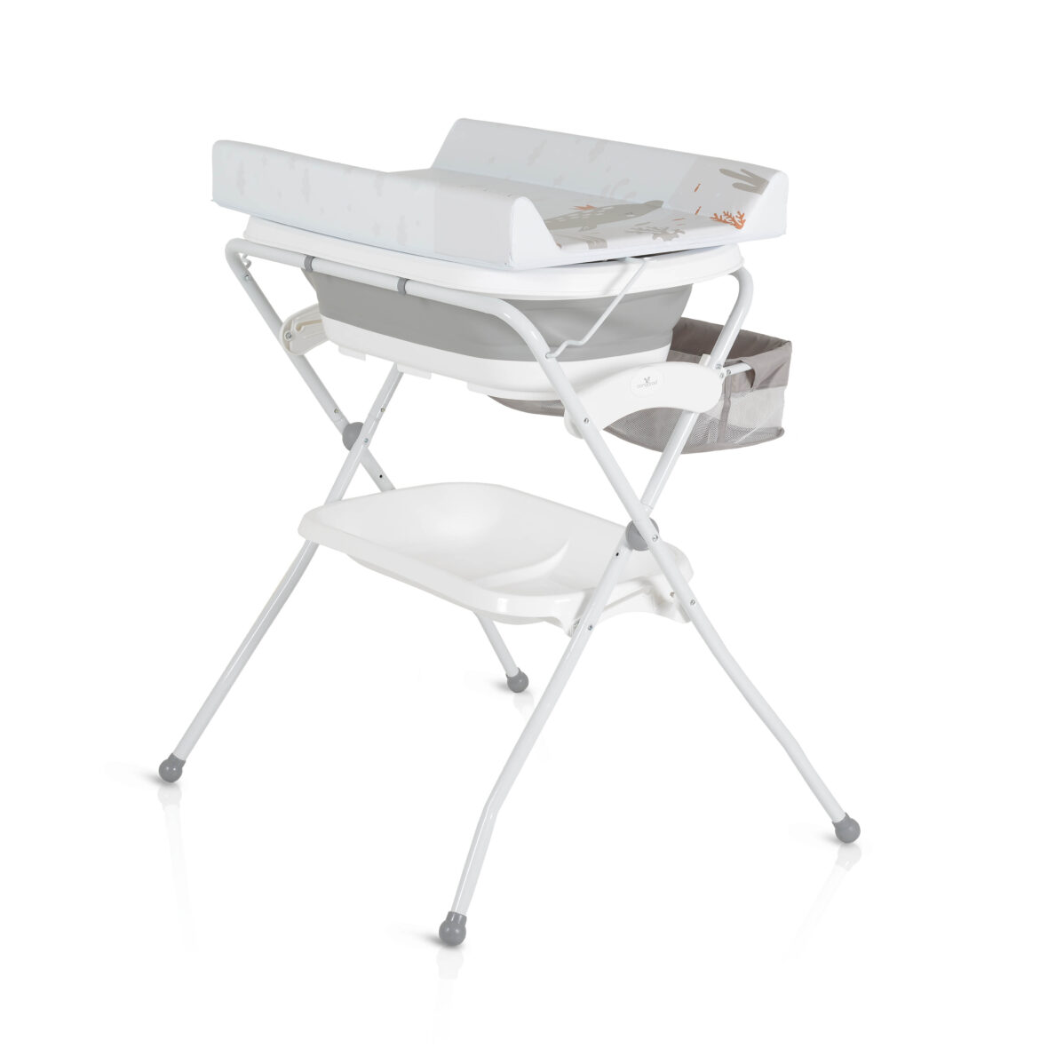 Cadita bebe multifunctionala cu suport si masa de schimbat Grey