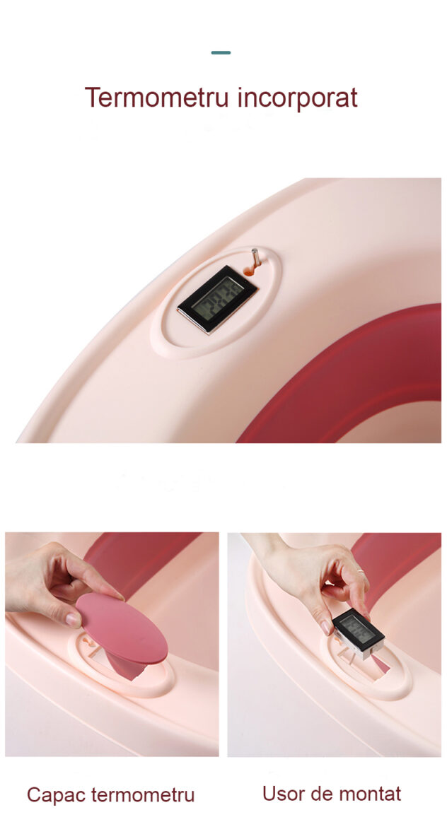 Cadita pliabila cu termometru 81cm Powder Pink tiny tots bebe magazin copii cluj (5)