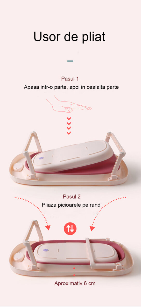 Cadita pliabila cu termometru 81cm Powder Pink tiny tots bebe magazin copii cluj (6)