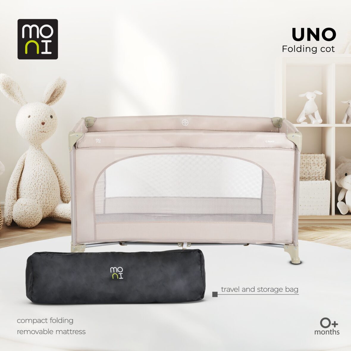 Patut pliabil cu un singur nivel 120×60 cm Uno Beige tiny tots bebe magazin mobilier copii cluj (7)