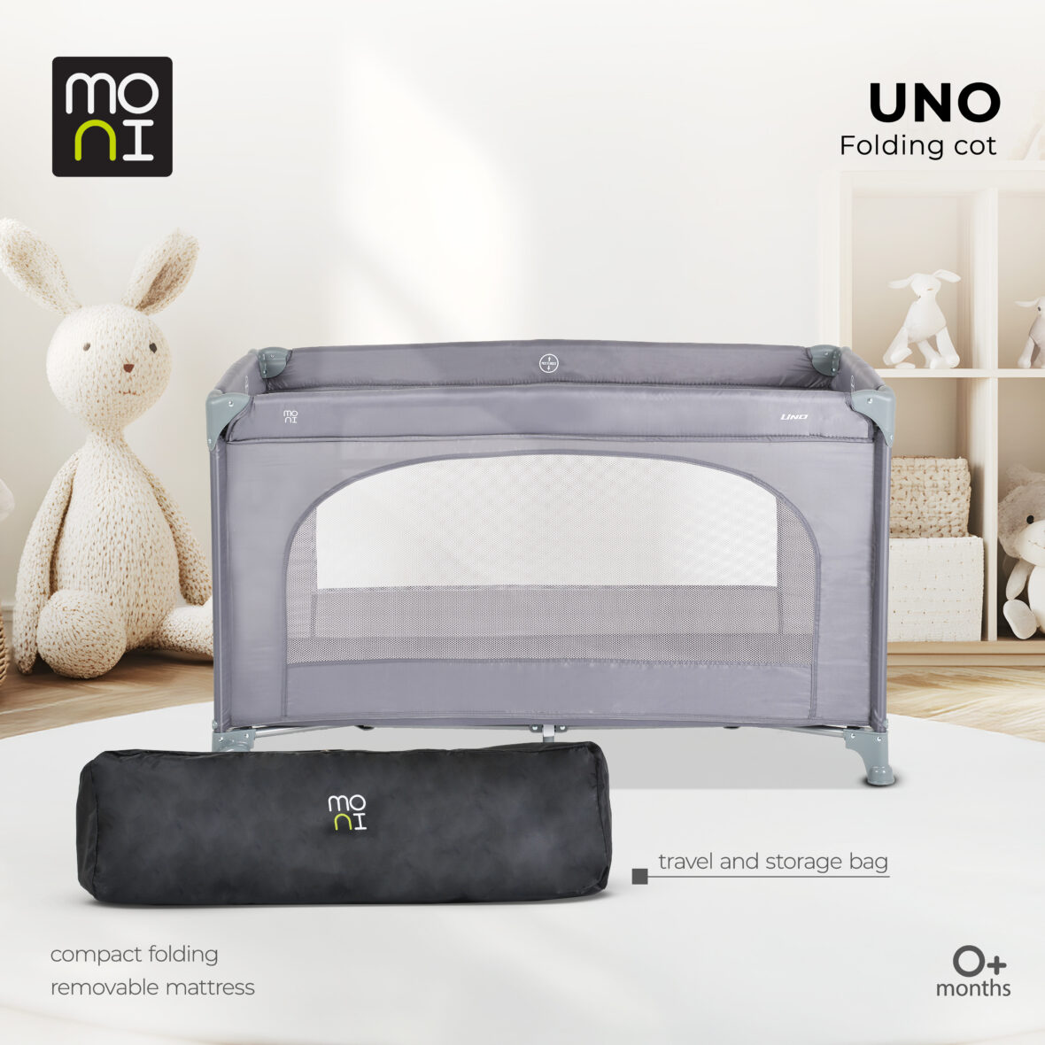 Patut pliabil cu un singur nivel 120×60 cm Uno Grey tiny tots bebe magazin mobiler copii cluj (3)