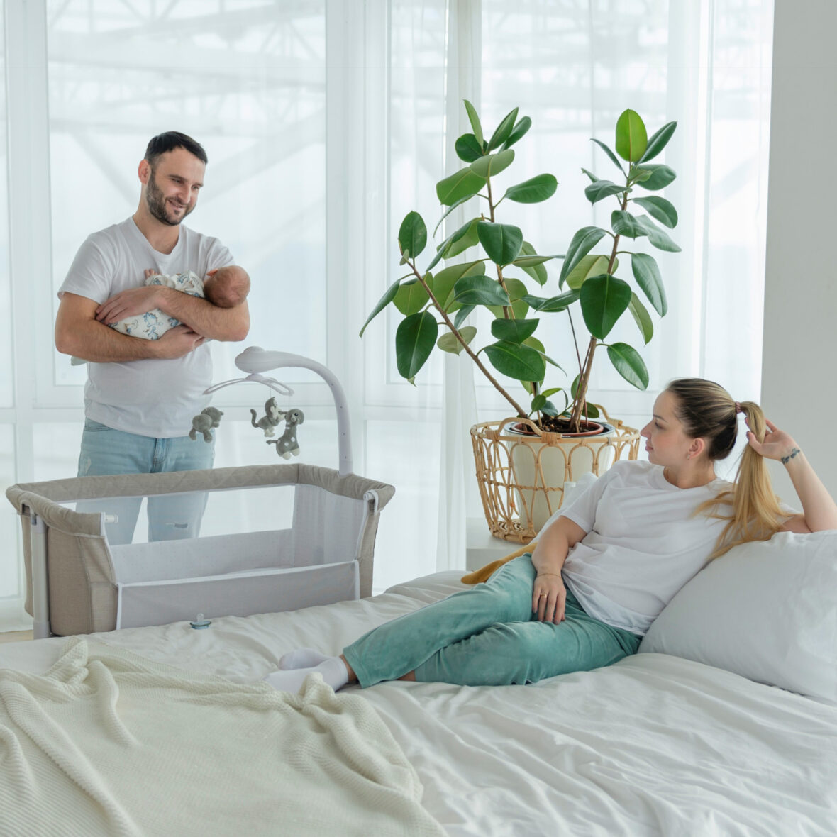 Patut electric 3in1 co-sleeping Bloom Silk Beige tiny tots bebe magazin copii cluj (5)